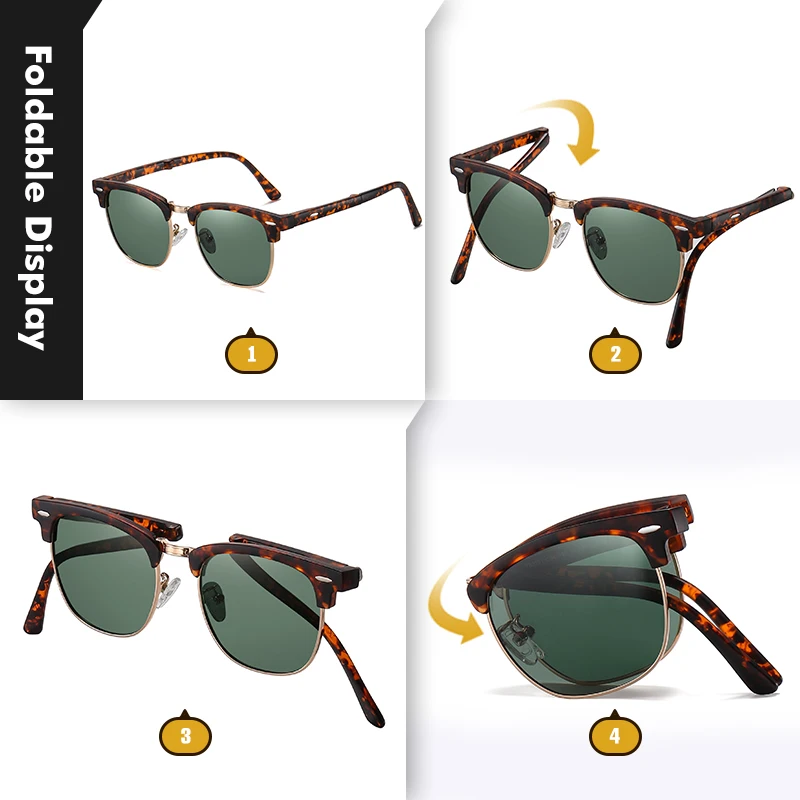 LIOUMO Upscale Fashion Ultra-Light Foldable Sunglasses With Box Folding Polarized Sun Glasses Men Women Oculos De Sol Masculino - Image 3