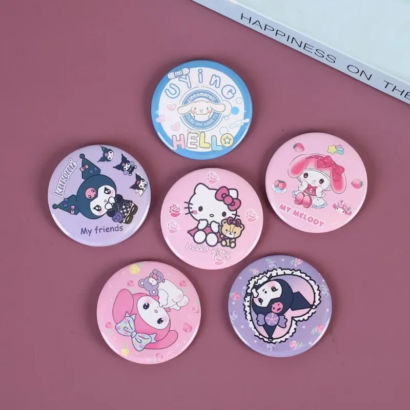 Sanrio-broches de Hello Kitty, figuras de Anime, bonitos dibujos animados, broche de PVC, figuras Q, artículos de mercancía de Anime, decoración,