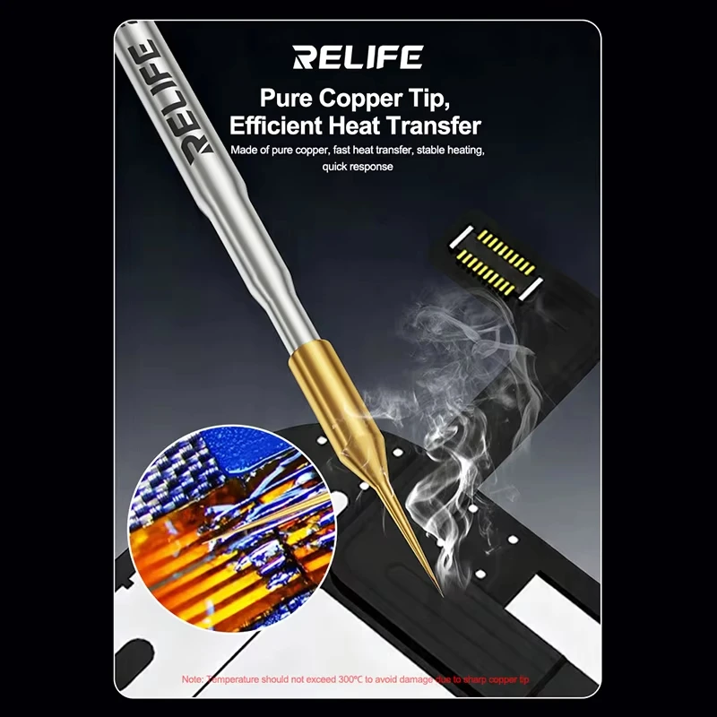 RELIFE 210-LI Ultra Sharp Jumper Wire Soldering Tip Pure Copper Fast Heating for Phones PCB Screen Compatible with 210 Handle