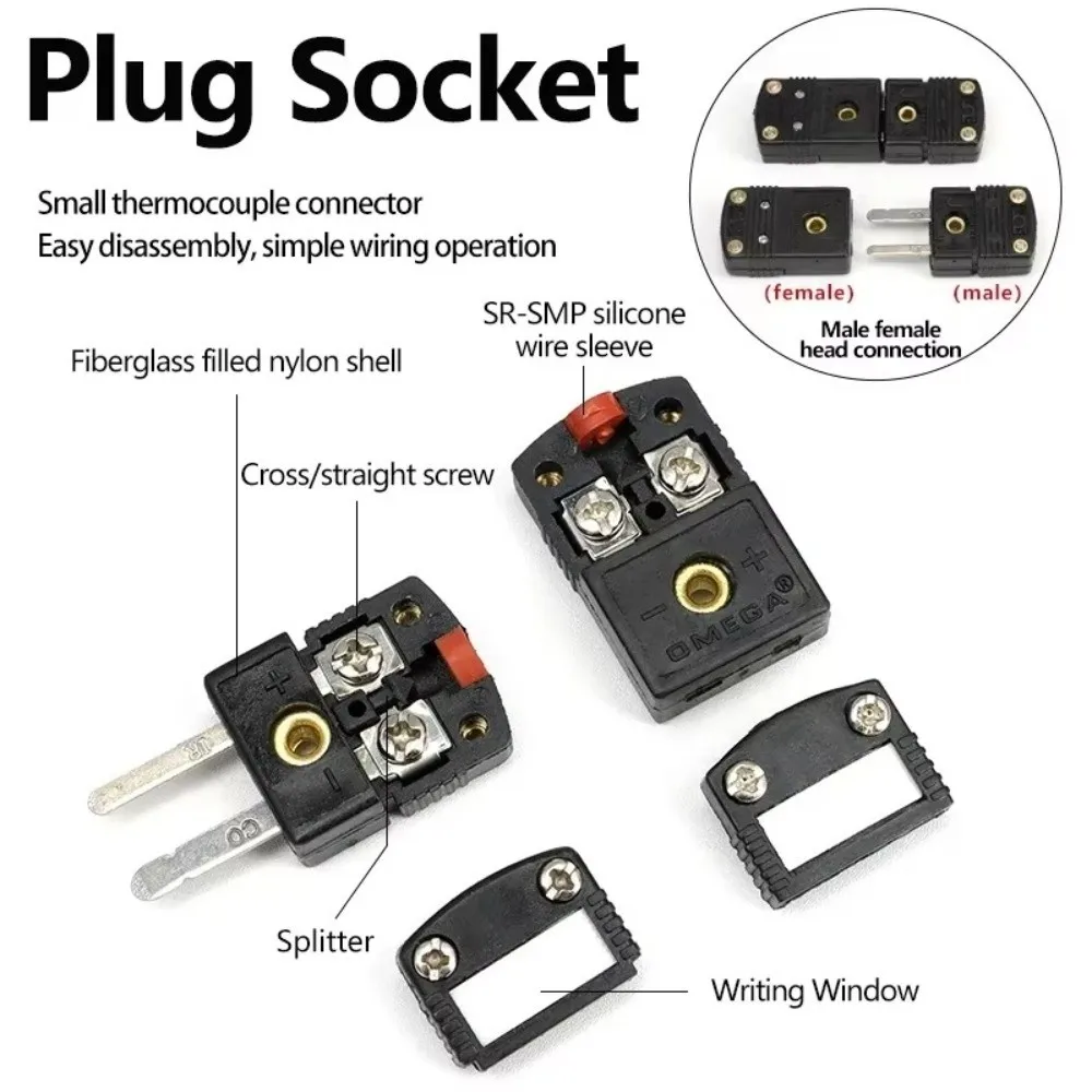 1PCS K T J E RS Compatible Thermocouple Connector Male Connector Female Connector Thermocouple Plug Panel Mount