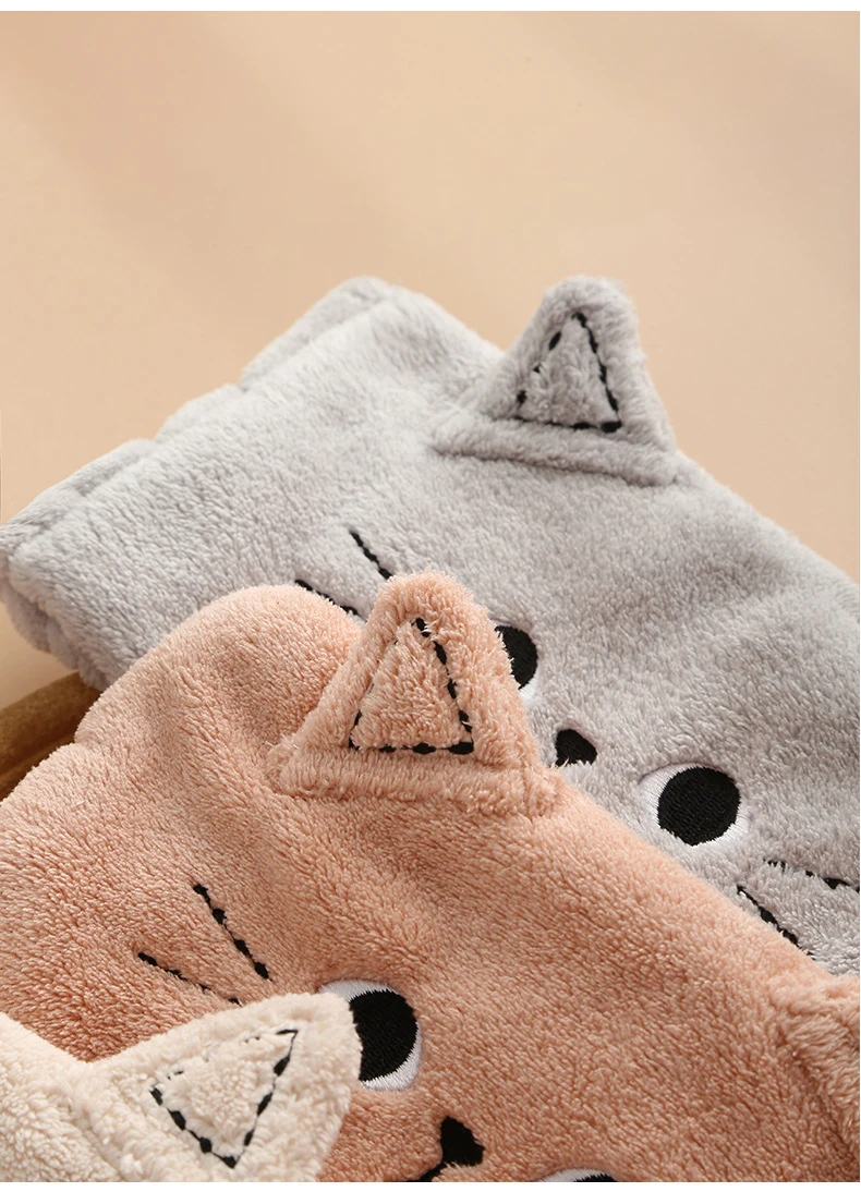 Katzen-Korallen-Fleece-Stirnbänder für Frauen, niedliche weiche Haarschleifen, Stirnband, Haarbänder, waschbares Gesicht, Make-up, Turbane, Bandage, Mädchen-Accessoires – Detail 10