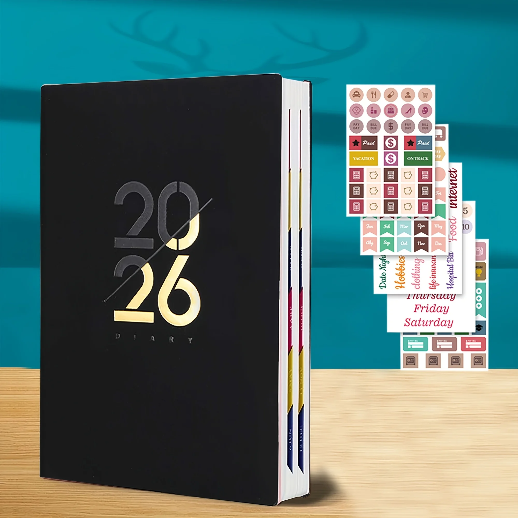 جدول 2026 - خطة تشطيب من الجلد الصناعي، مع تخطيطات شهرية وتسجيل ذاتي وإدارة الوقت