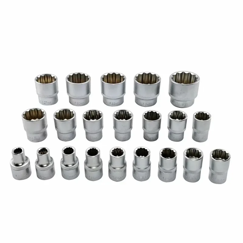 12-Punkt-Steckschlüsselsatz 1/2 Zoll Antrieb 21-teilig 8-36mm Metrisch Hochleistungs-Mechaniker-Steckschlüssel für Autoreparatur – Detail 2