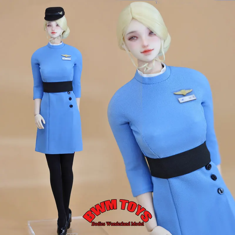 CUKE TOYS MA-030 1/6 Scale Female Soldier Flight Attendant Uniform Set Dress Black Stockings For 12inch Action Figure Doll Body