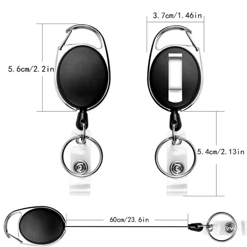 100 Pack Retractable Badge Reel Badge Holders with Carabiner Reel Clip and Key Ring for Office Work Hospitals and Outdoor
