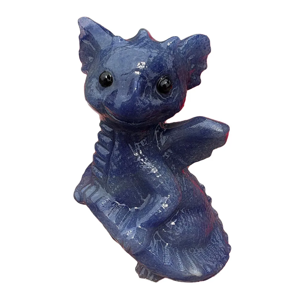 Custom Natural Blue Aventurine Baby Dragon Figurine - Hand-Carved Crystal Mythical Creature Statue for Collectible Decor