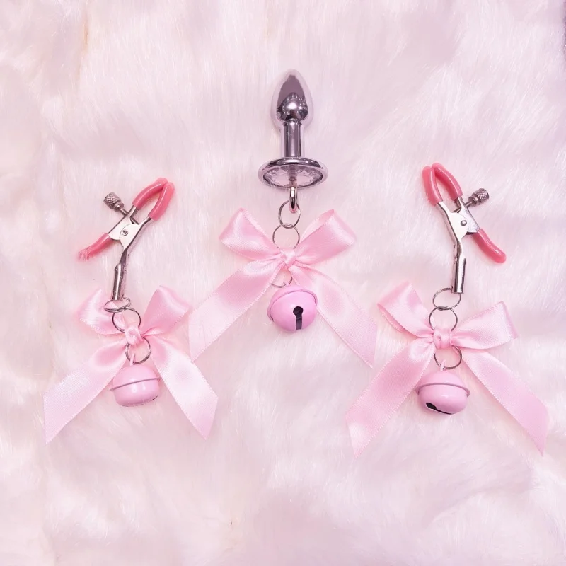 Sexy Bowknot Adjustable Nipple Clamps Breast Flirting Teasing Bdsm Small Bell Adult Fetish Erotic Anal Plug Sex Toys For Women