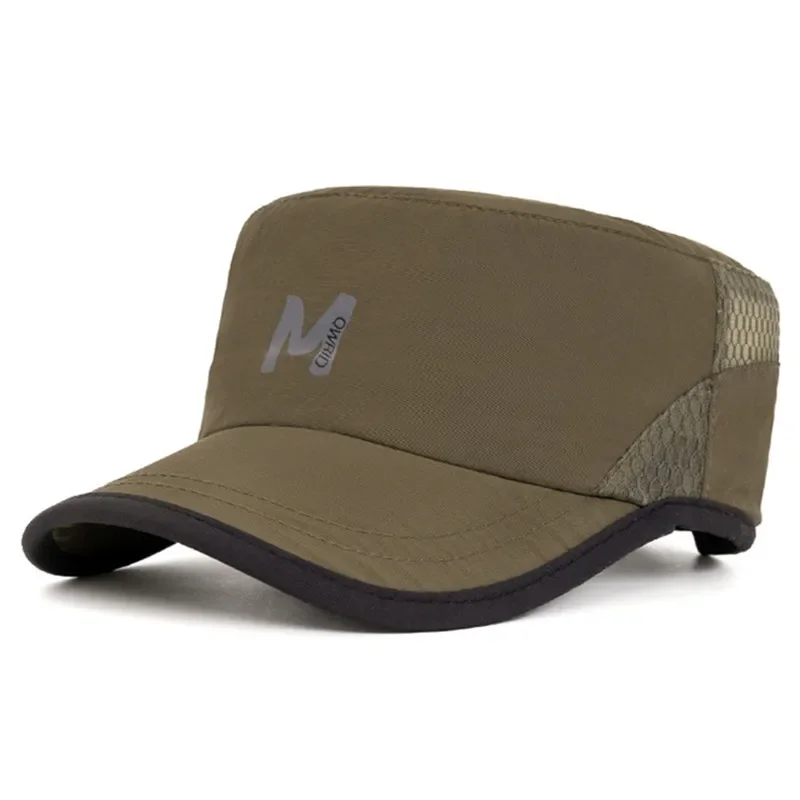

New Summer Ultra Thin Mesh Breathable Flat Top Caps For Men Retro Old Fashion Military Hats Personality Fishing Hat Snapback Cap