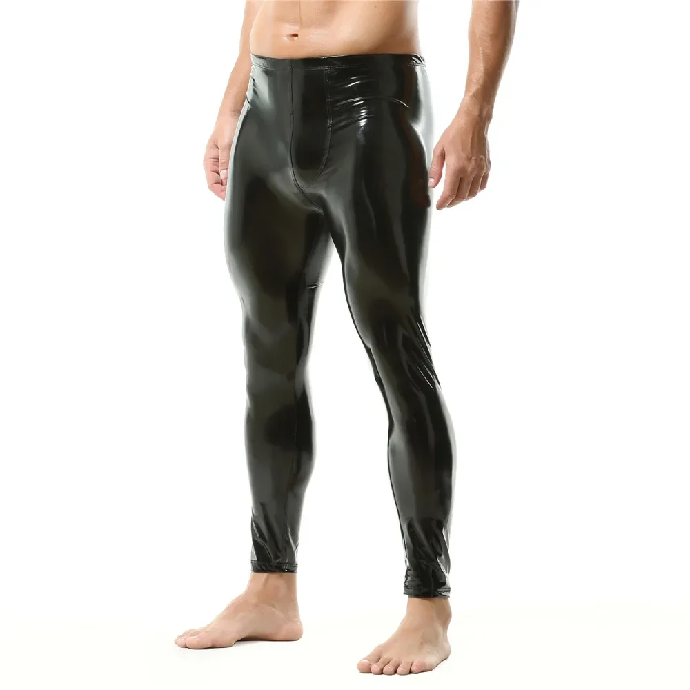 Schwarz/Rot männer Leggings Patent Leder Enge Hosen Dünne PVC Dünne Lange Hosen Nachtclub Dance Bühne Männliche Party clubwear