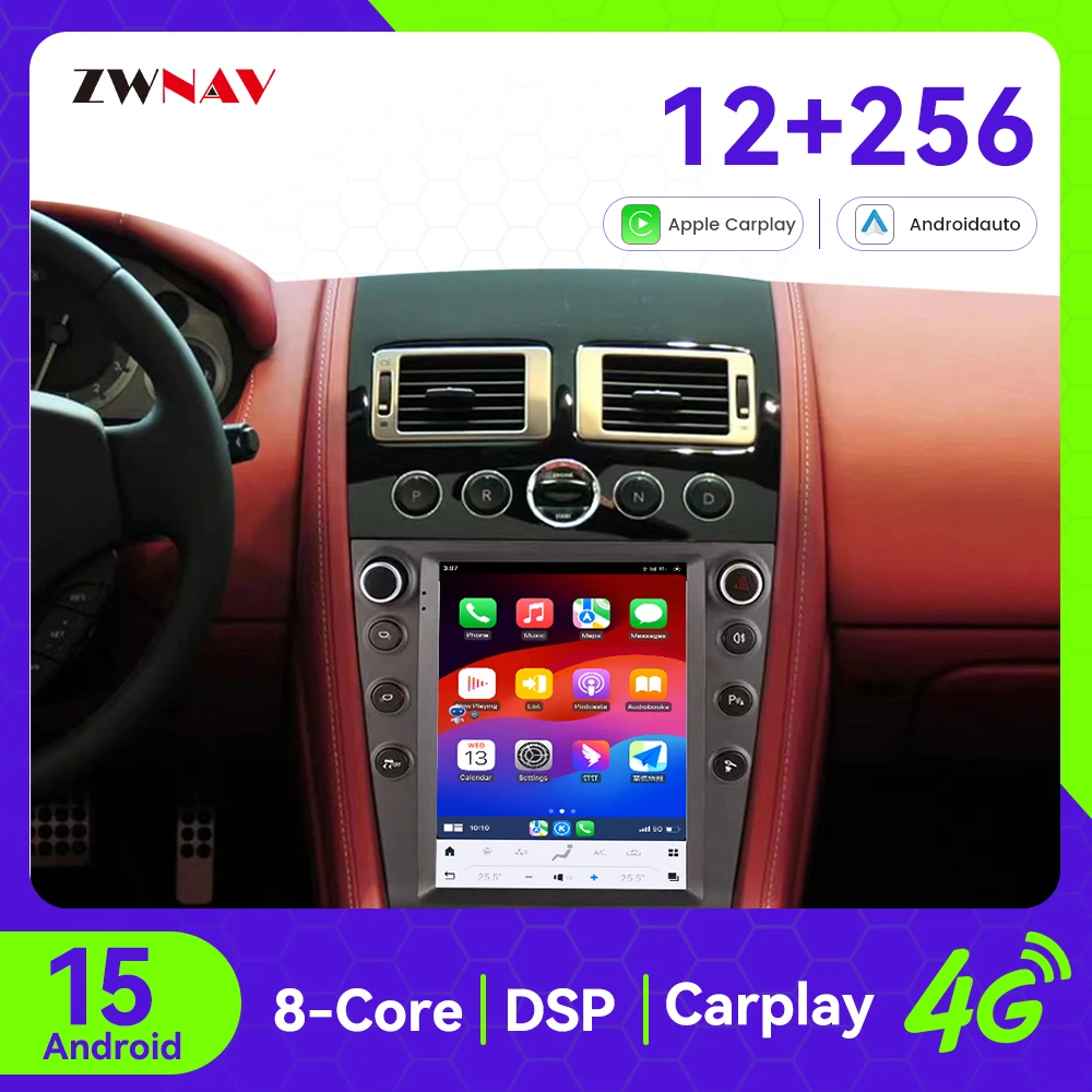 ZWNAV 9.7 Inch Android 15 for Aston Martin 2005-2015 Auto Car Radio Stereo Carplay Multimedia GPS Navigation Player