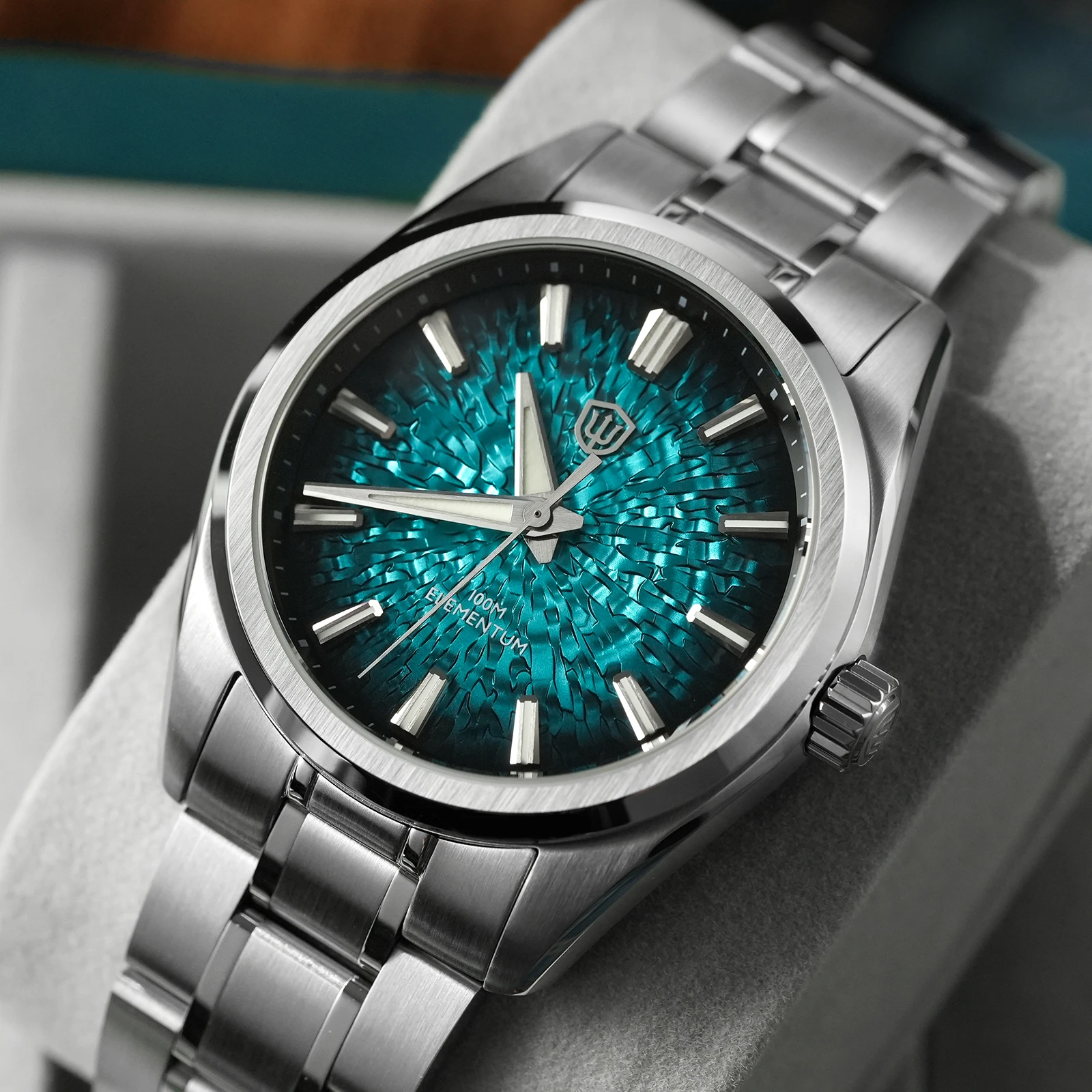 Watchdives WD0003C Ice Crack Dial 38mm Herrenuhr VH31 Sweep Seconds Quarzwerk Saphirglas Leuchtend 10Bar Wasserdichte Uhren