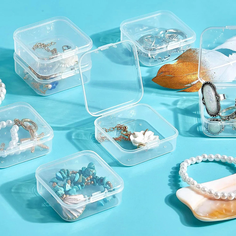

1 set 1 Set Of Mini Storage Boxes Clear Plastic Organizer For Jewelry Beads Rings Ear Studs Portable Case