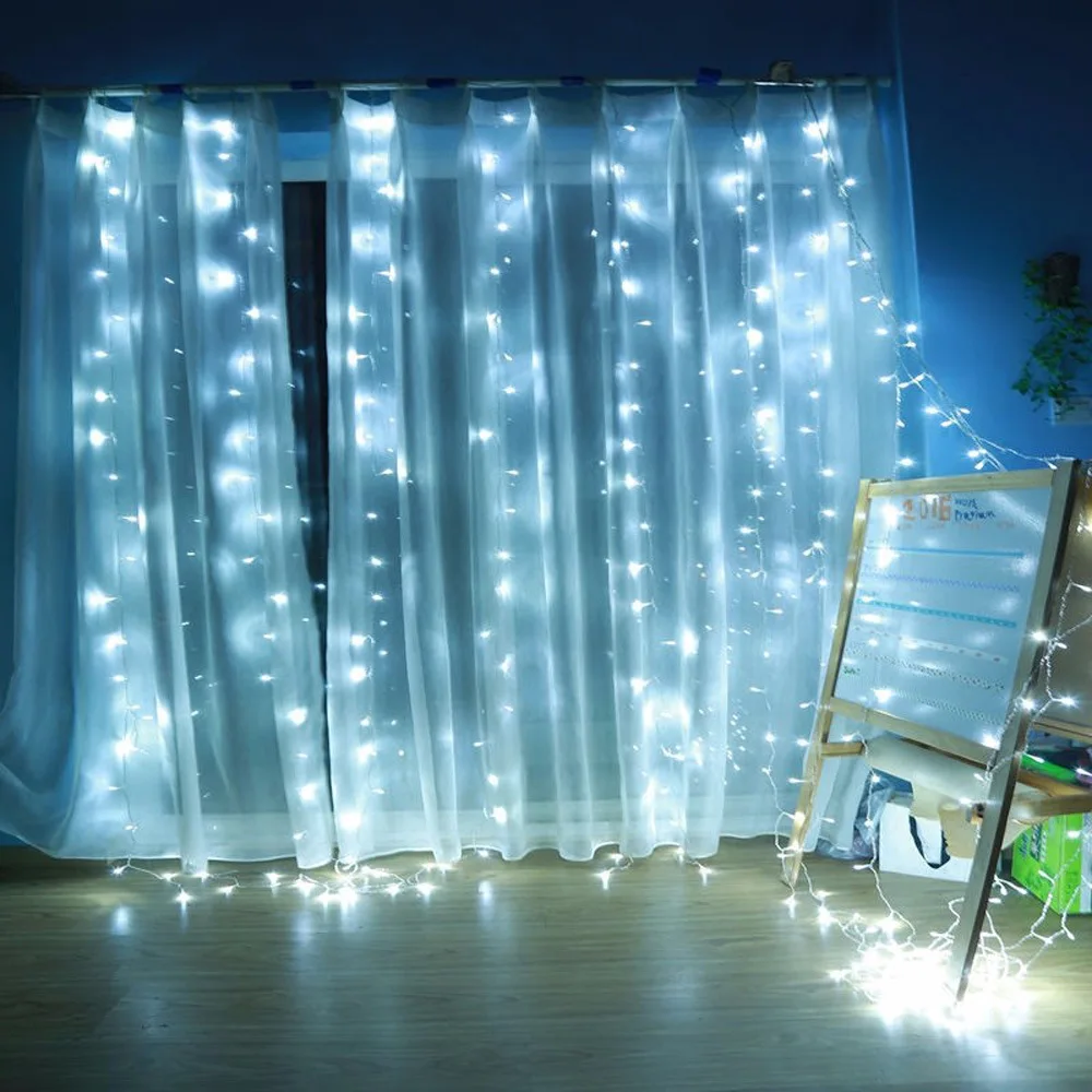 Dekorasi Natal dinding dalam ruangan, lampu tirai jarak jauh USB jendela LED 8 mode untuk pesta pernikahan rumah taman kamar tidur luar ruangan