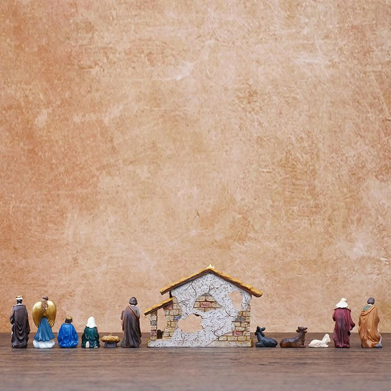12pcs Nativity Scene Set Resin Christmas Trough Set Decoration With Stable Nativity Scene Statue Collection 5CM Christmas Crafts