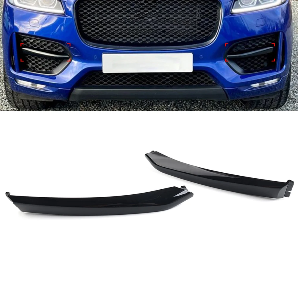 2x Glossy Black Car Front Bumper Grille Blade Molding Strip Trim For Jaguar F-Pace R Sport 2016 2017 2018 2019 2020