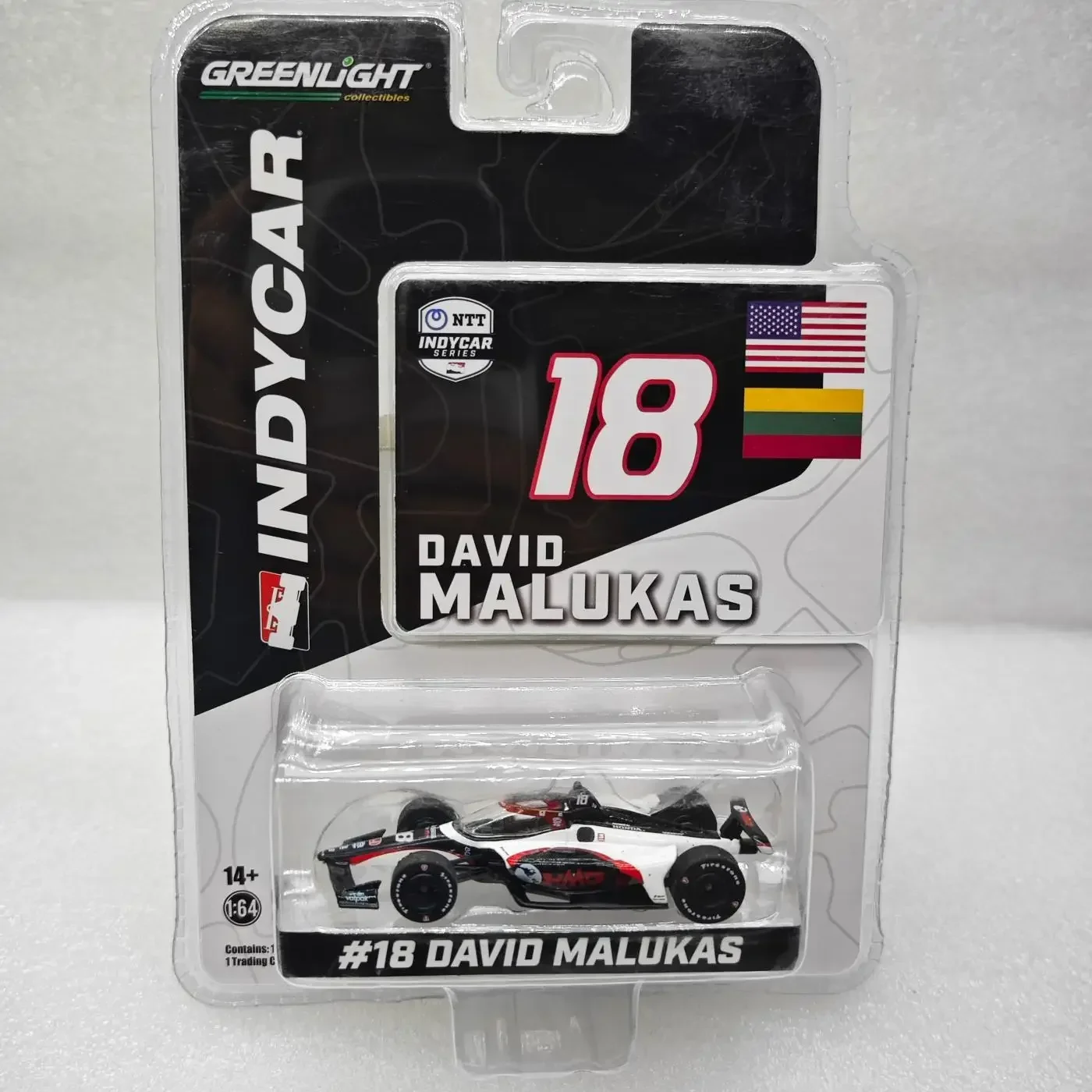

GreenLight 1:64 2022 NTT IndyCar Series- # 18 Дэвид Мальukas Коллекция моделей автомобилей Подарочная модель автомобиля Орнамент