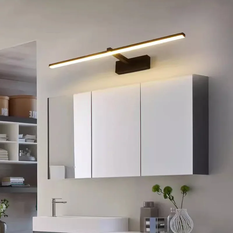 Luces Led para espejo, lámparas de pared impermeables para baño, lámpara plana LED blanca y negra, lámpara de pared interior moderna, iluminación de baño, maquillaje