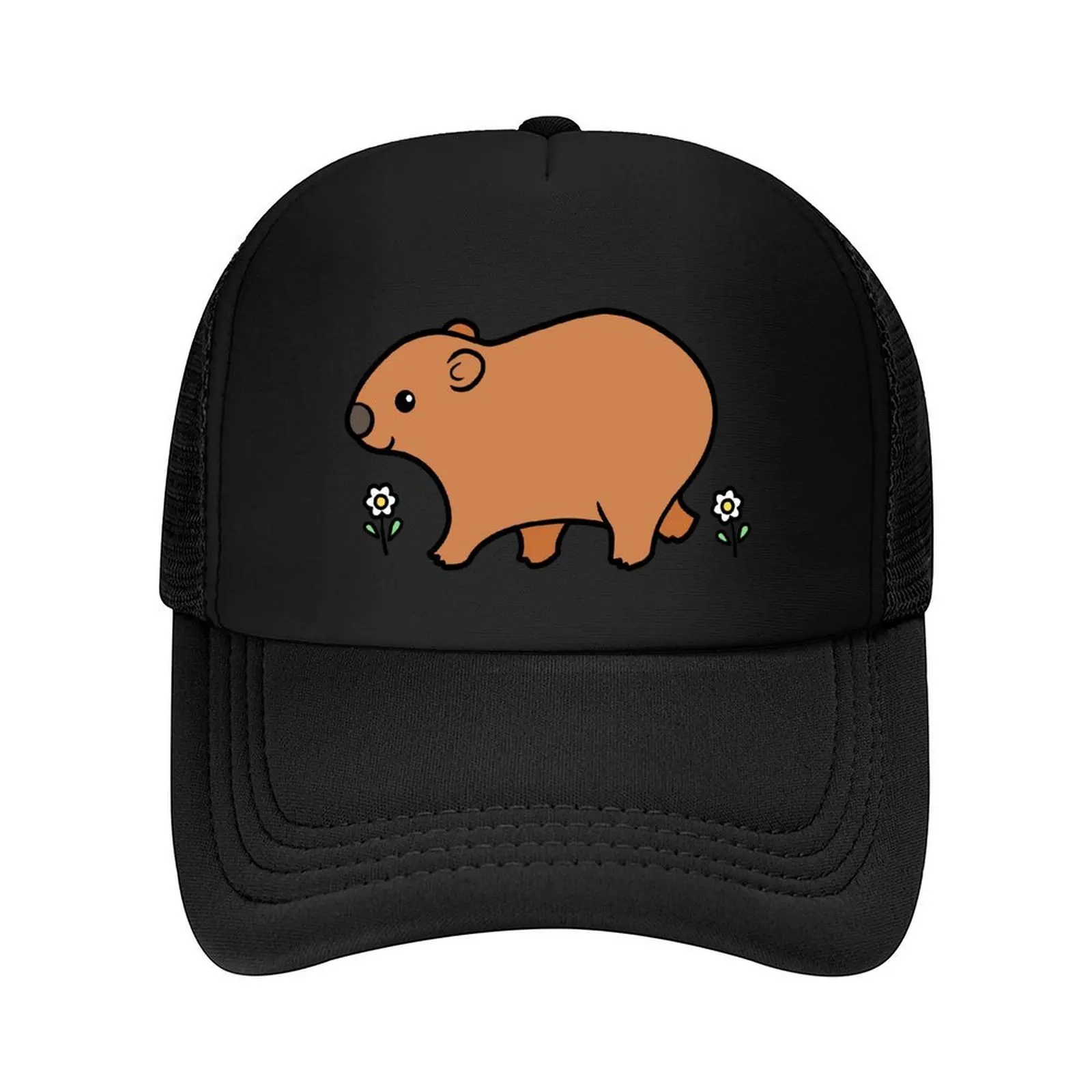 

Walking Wombat with White Flowers Baseball Cap Male hat Snap Back Hat Sunhat Cosplay Female Men's