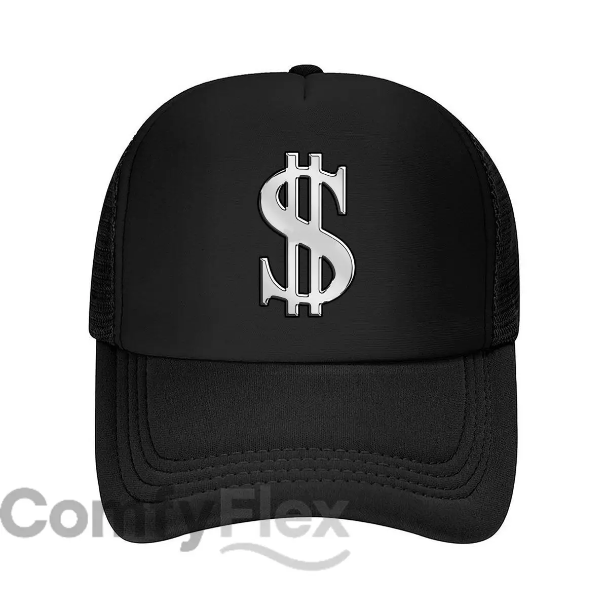 3D Metallic Dollar Sign Graphic Mesh Baseball Cap For Womens Unisex Female Beach Dad Hat Snapback Cap
