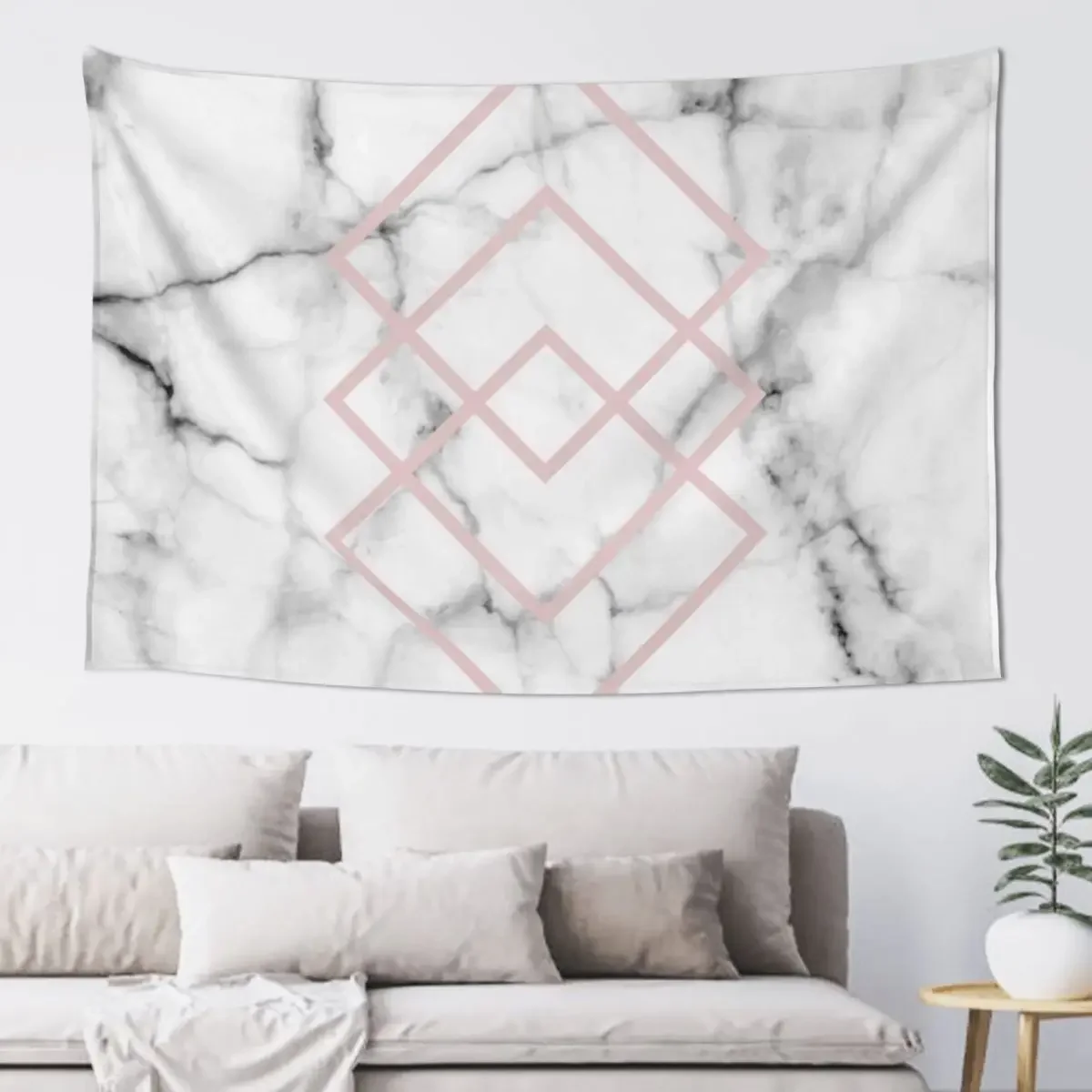 

Real White Marble Blush Pink Minimal Geometric Squares Tapestry Aesthetics For Room Room Decorating Aesthetic Tapestry