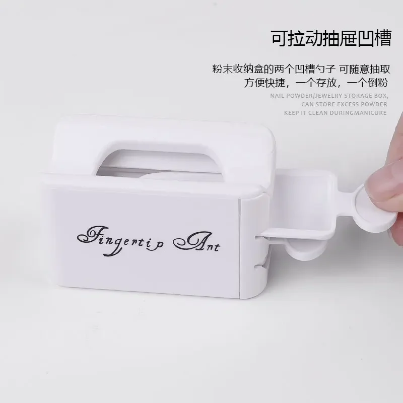 French Portable Recovery Box For Nail Glitter Powder Container Recycling Dipping Powder Dust Tray Nail Art Caviar Sequin Storage