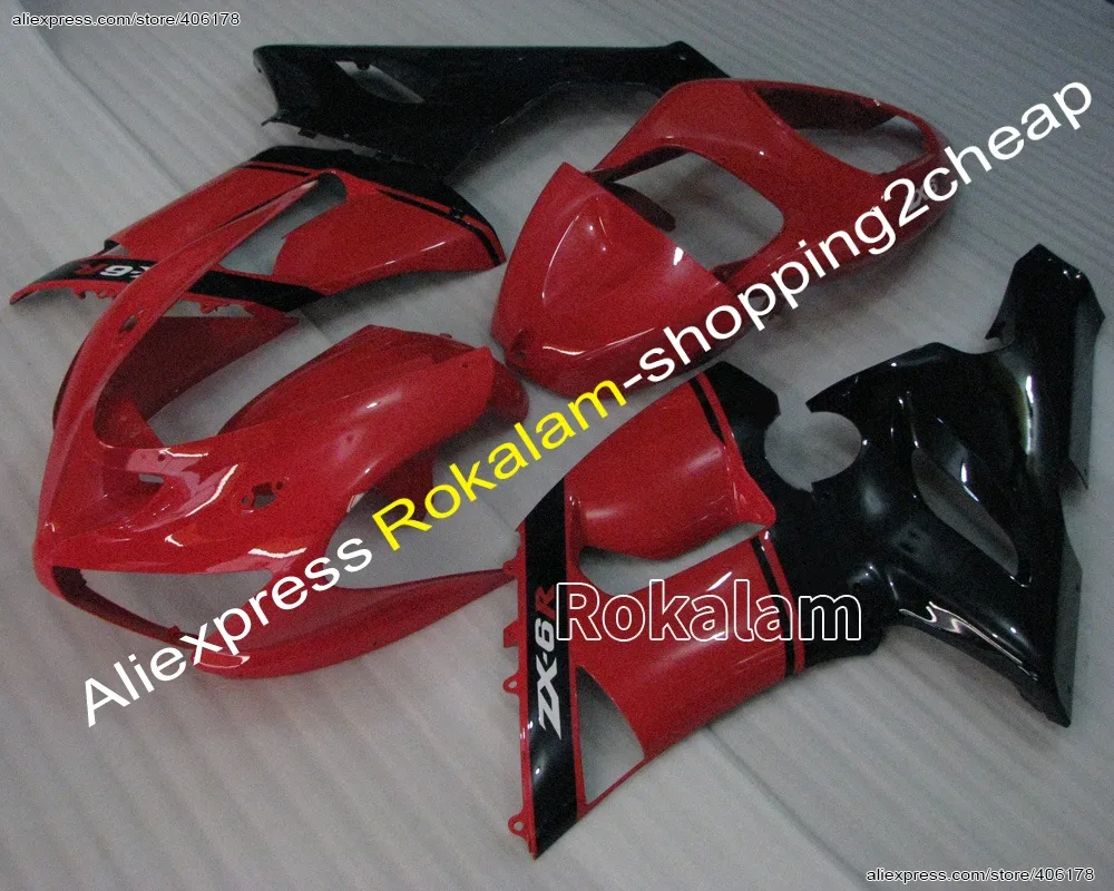 

Cheap For Kawasaki NINJA ZX 6R 636 05-06 ZX636 ZX6R ZX-6R Red Black 05 06 2005 2006 Fairing Kit (Injection Molding)