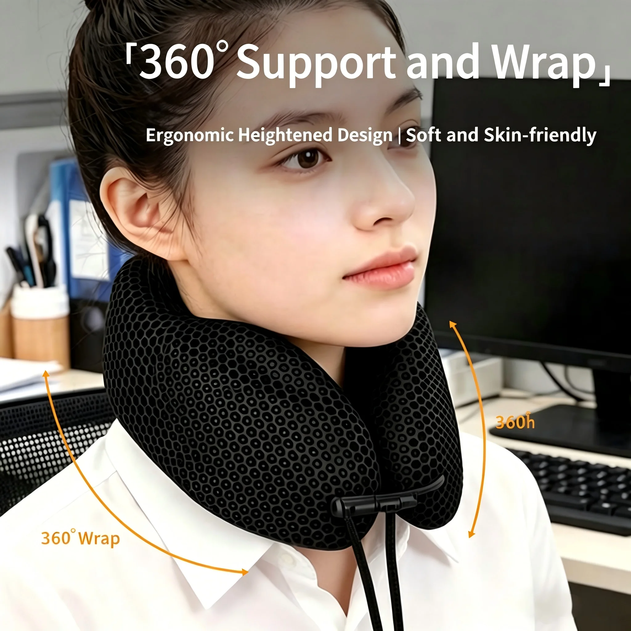 3D Printed Headrest U-Shaped Neck Pillow Hollow Breathable Soft Support Pain Relief Lightweight Portable Cushion for Travel Home
