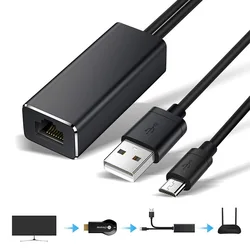 Karta sieciowa Ethernet moc Adapter Micro USB do 10/100 Mb/s RJ45 dla TV Stick przeciwpożarowego Chromecast Google