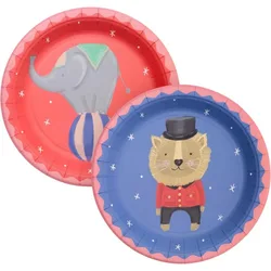 24Pcs Circus Party Paper Plates Carnival Animals Elephant Lion Disposable Tableware Circus Kids Birthday Baby Shower Party Favor