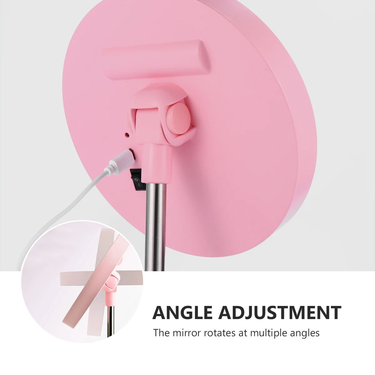 

LED Charging Makeup Mirror 360 Degree Adjustable Brightness Pink Student Vanity Rechargeable USB Smart Cosmetics Container