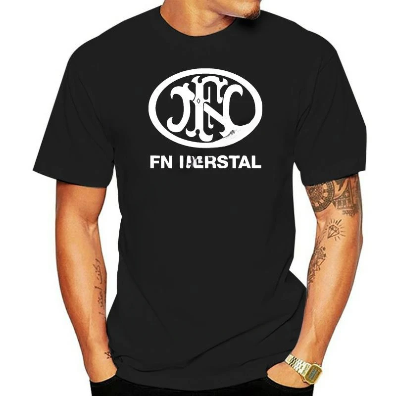 Vintage style short sleeve Oversized t shirts mens tee-shirt New FN Herstal Logo Short Sleeve Black Men T-Shirt Size S-5XL funny