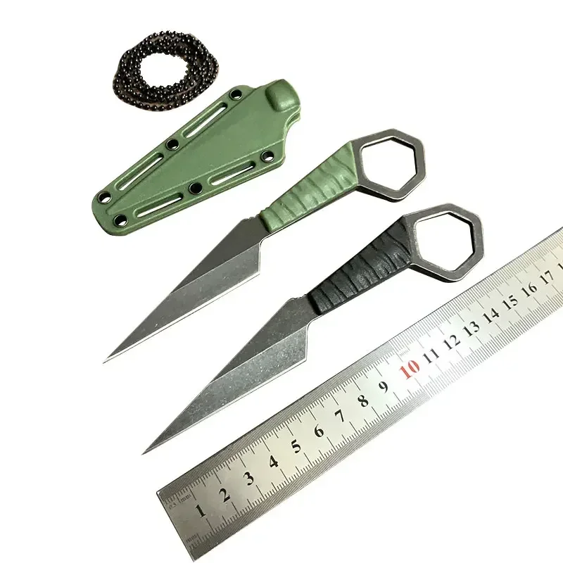 

New stainless steel sharp fixed knife camping neck knife self-defense EDC knife outdoor camping portable multi-function tool