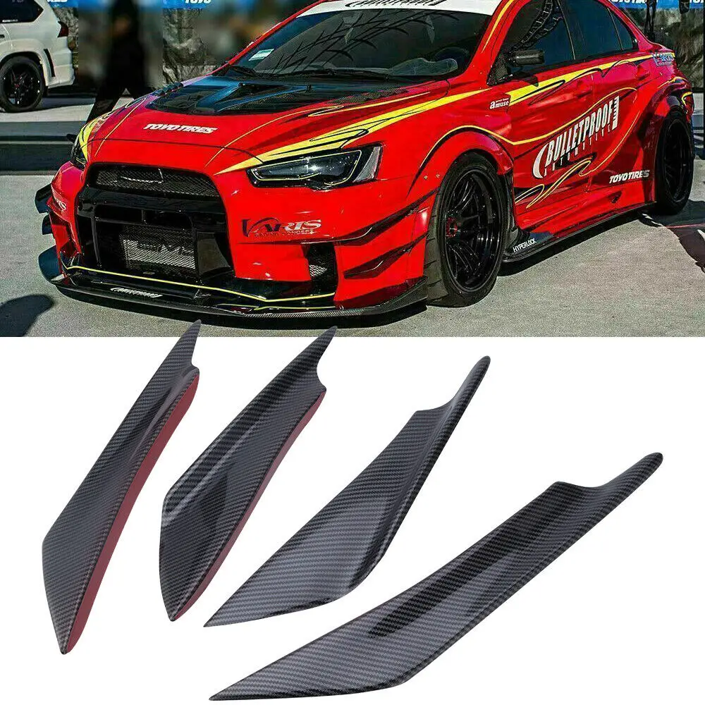 2PCS Front Bumper Lip Side Fin Splitter Body Spoiler Canards Universal For Mitsubishi Lancer 2002-2017 Car Tuning Accessories