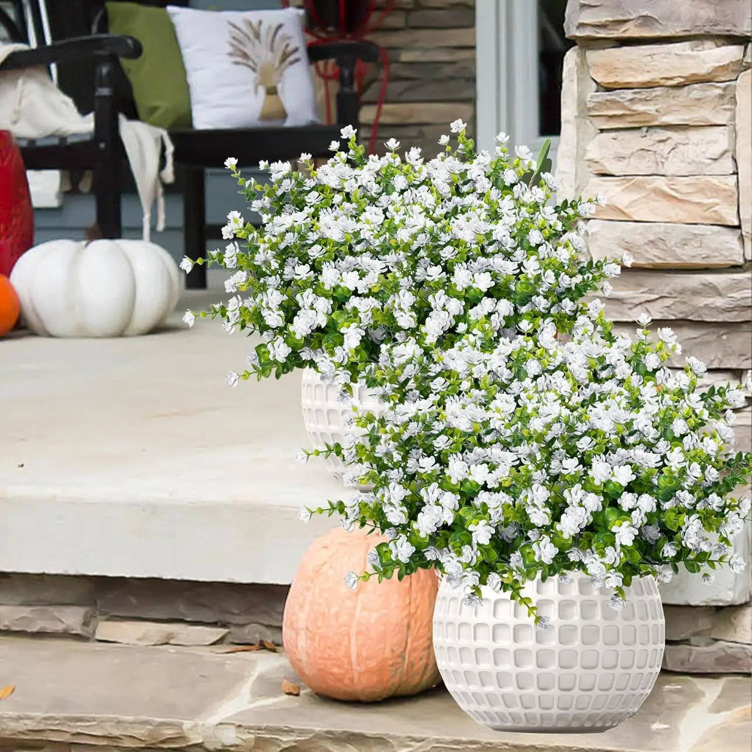 

Outdoor Artificial Flowers UV Resistant, 20 Bundles Fake Realistic Floral Greenery Plants for Outside Porch, Window Boxe