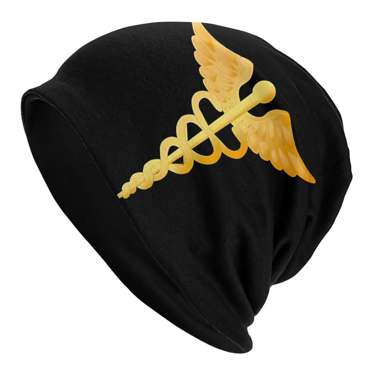 CADUCEUS STAFF MEDICAL SYMBOL GOLD Thin Skullies Beanies Outdoor Caps For Men Women Star Of Life Ski Caps Bonnet Hats