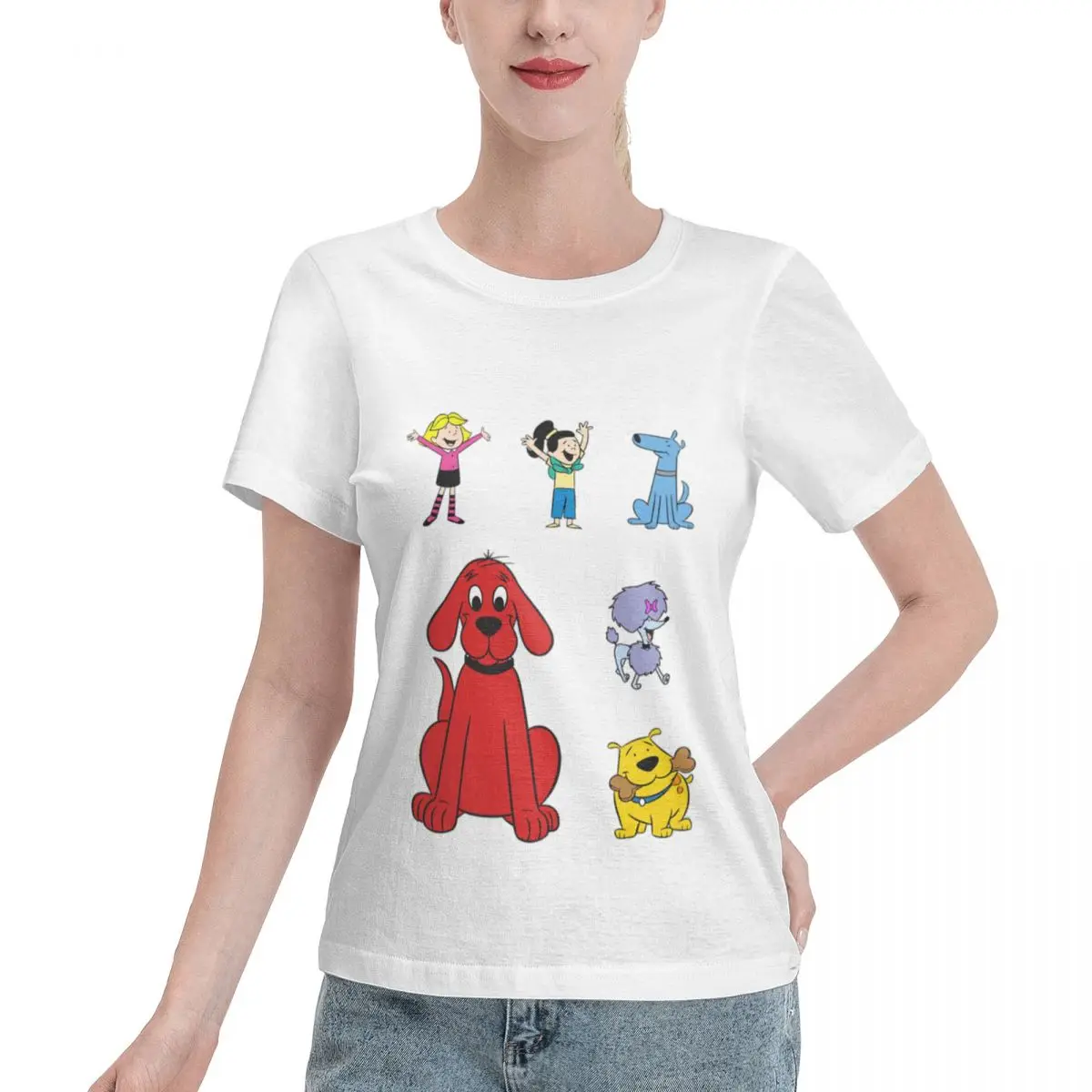 Washable Clifford The Big Red Dog Women's T-shirt Ootd Spring Autumn Top
