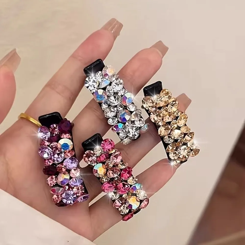 

1pcs Colorful Rhinestone Rhinestone Hair Clips Sparkling Crystal Acetate Material Duckbill Hairpin Elegant Design