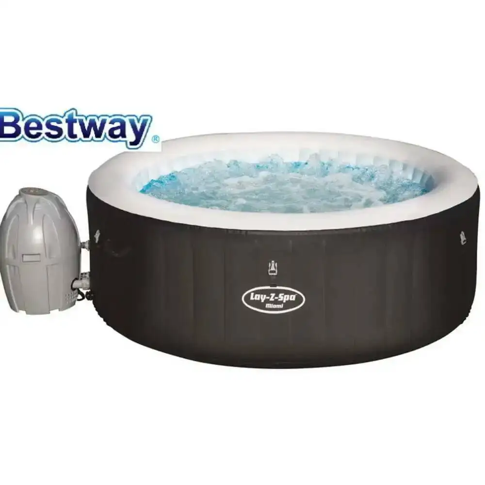 54123 Bañera de hidromasaje de masaje Bestway genuina 180x66cm 71 "x 26" Piscina de baño inflable grande y redonda gruesa Spa inflable Miami 33Kg