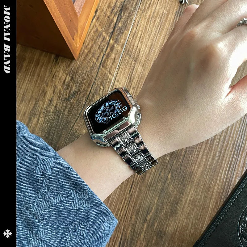 Gothic Cross Link Bracelet Metal Band for Apple Watch Ultra 2 49mm 46mm 45mm 44mm Punk Style Strap for iWatch Series 11 10 9 8 M