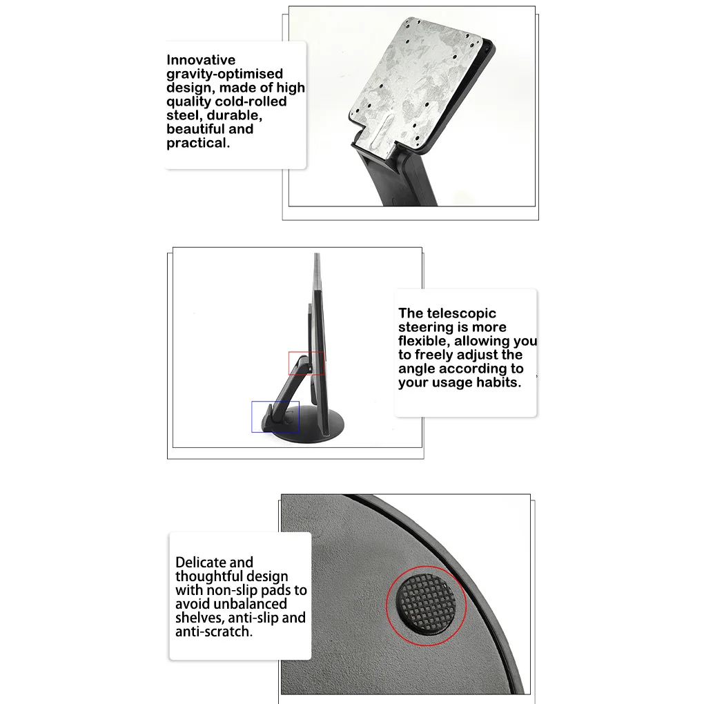 Faltbare Computer-Monitor-Ständerhalterung, VESA-Desktop-Regal, PC-LCD, vertikale Halterung, aufrechter Aufhänger, 75 x 75 mm, Unterstützung für 17–24 Zoll