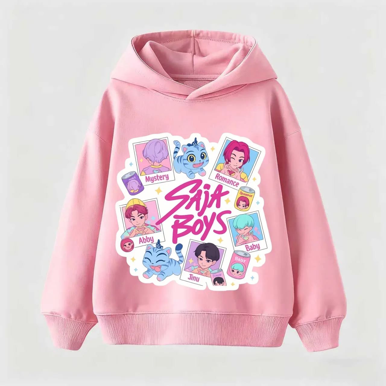 KPop Devil Hunter كارتون مطبوعة فتاة وصبي مقنعين الرياضة الدافئة أزياء عارضة هوديي