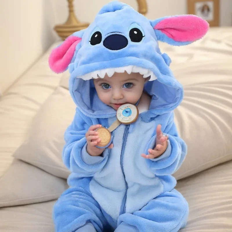 Pyjama de dessin animé pour enfants, combinaison CAN O and Stitch, accessoires d'animaux d'anime Disney, costume Kawaii pour Halloween, cosplay de carnaval