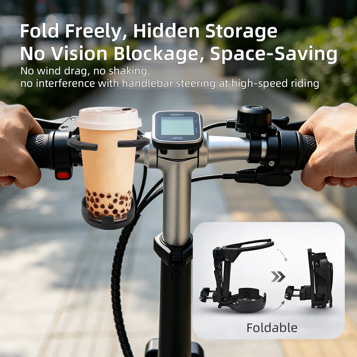 Motorcycle Foldable Cup Holder Lightweight Adjustable Black Water Bottle Mount for Electric Bicycle Sport Cycling Accessories