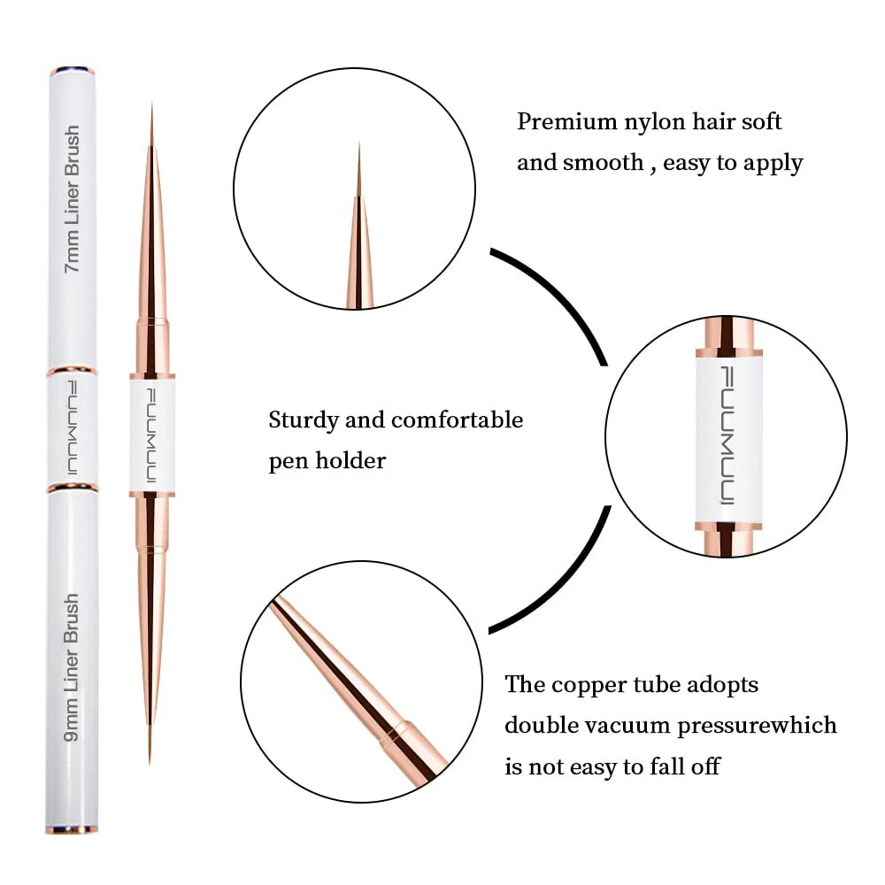 Set di pennelli per nail art in acrilico a doppia estremità, strumenti per pittura con penna per nail art con smalto gel Pennello per nail art