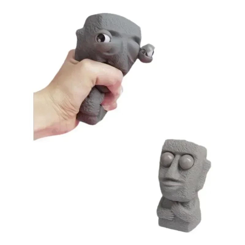 Hot 10Pcs New Hot Kids  Premium Funny Facial Expressions Squeeze Toys Moai Statue Squeeze Eyes Offfic Vent Antistress Toys Gift