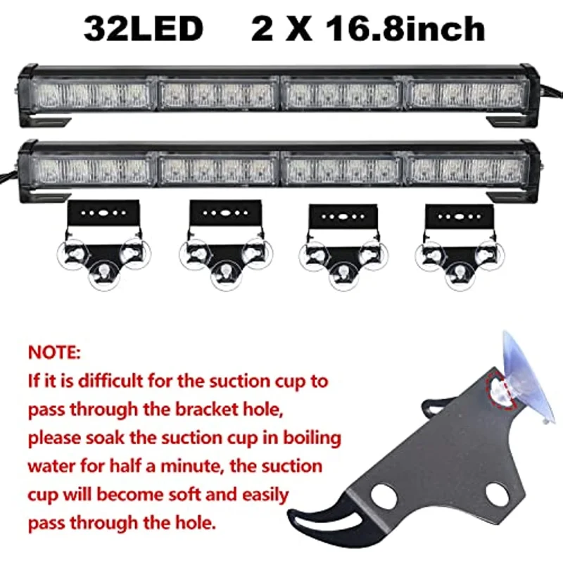 2X16.8-Inch Emergency Flashing LED Traffic Consultant Strobe Lamp 32led 26 Flash Modes Safety Alarm Lamp