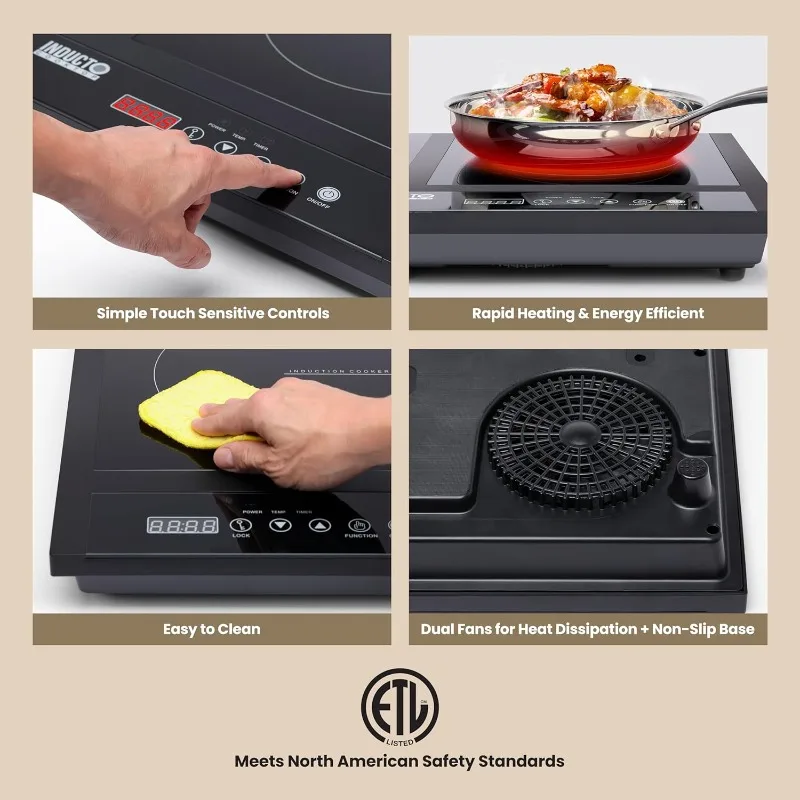 Dual Induction Cooktop Countertop Burner, Portable Electric Cooktop with Two Heating Zones, Energy-Efficient Countertop Stove