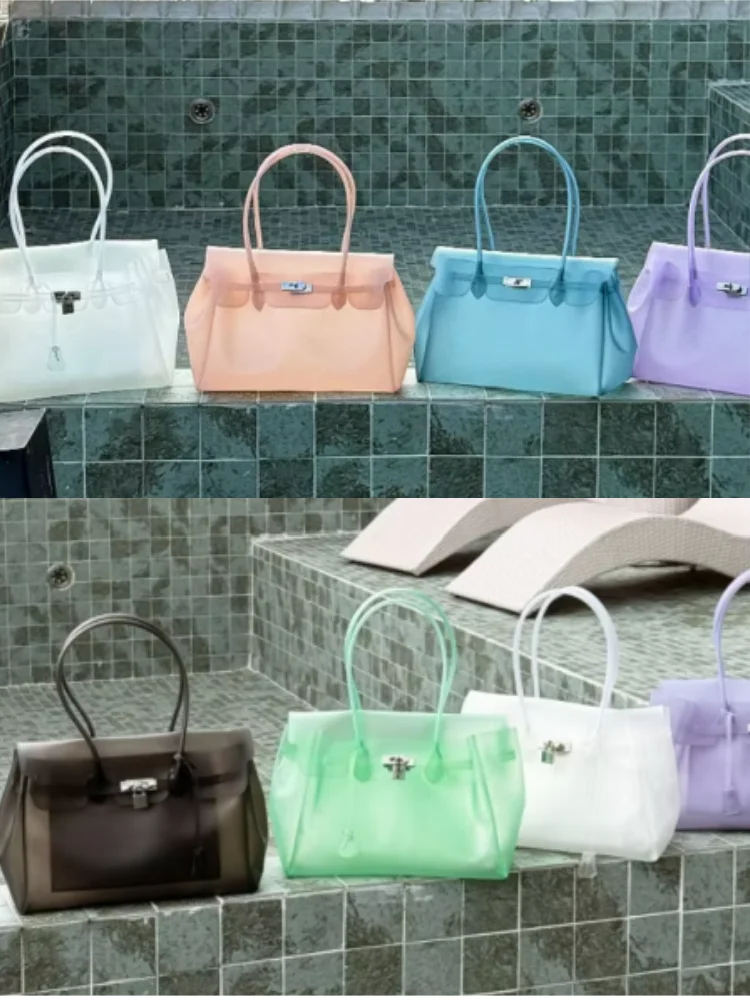 Auf Lager: Sommer-Jelly-Taschen – Trendige Dopamin-Mode-Handtaschen für Damen, Candy-Farben, PVC, wasserdicht, transparente Tragetasche