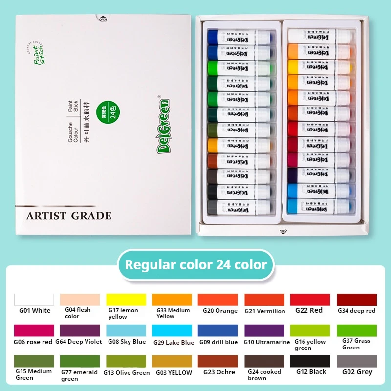 DELGREEN ARTIST GRADE Soft Solid Gouache Paint Sticks/Pastels/Crayons 6/12/18/24 Colors Graffiti Drawing Safe Non-toxic Pastels
