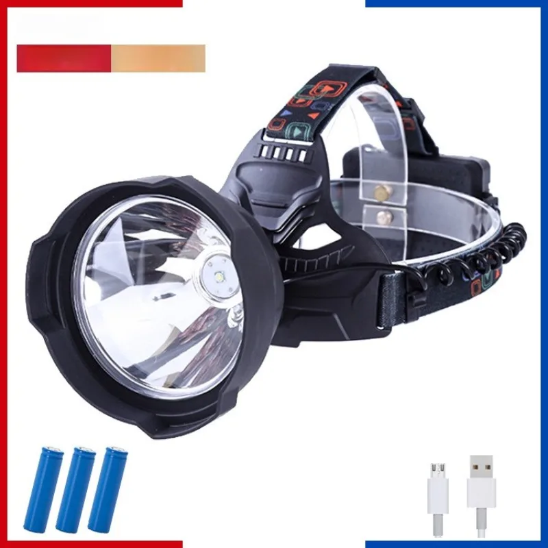 LED Headlamp with Large Reflector - Super Bright High Lumens, Rechargeable, Long-Lasting Work Light for Camping (T6 Chip)